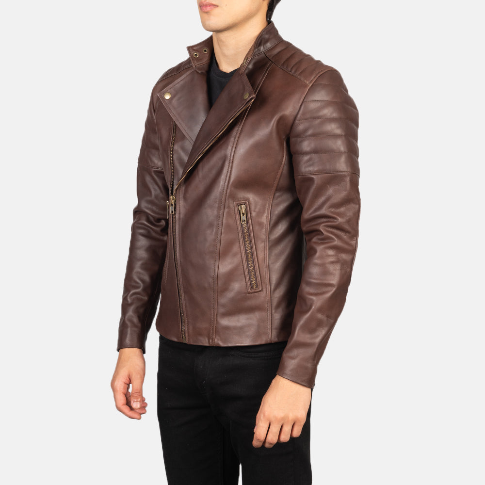 Faisor Brown Leather Biker Jackets - Image 4