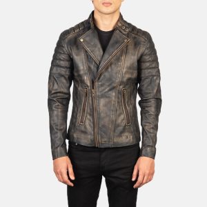 Faisor Distressed Brown Leather Biker Jackets