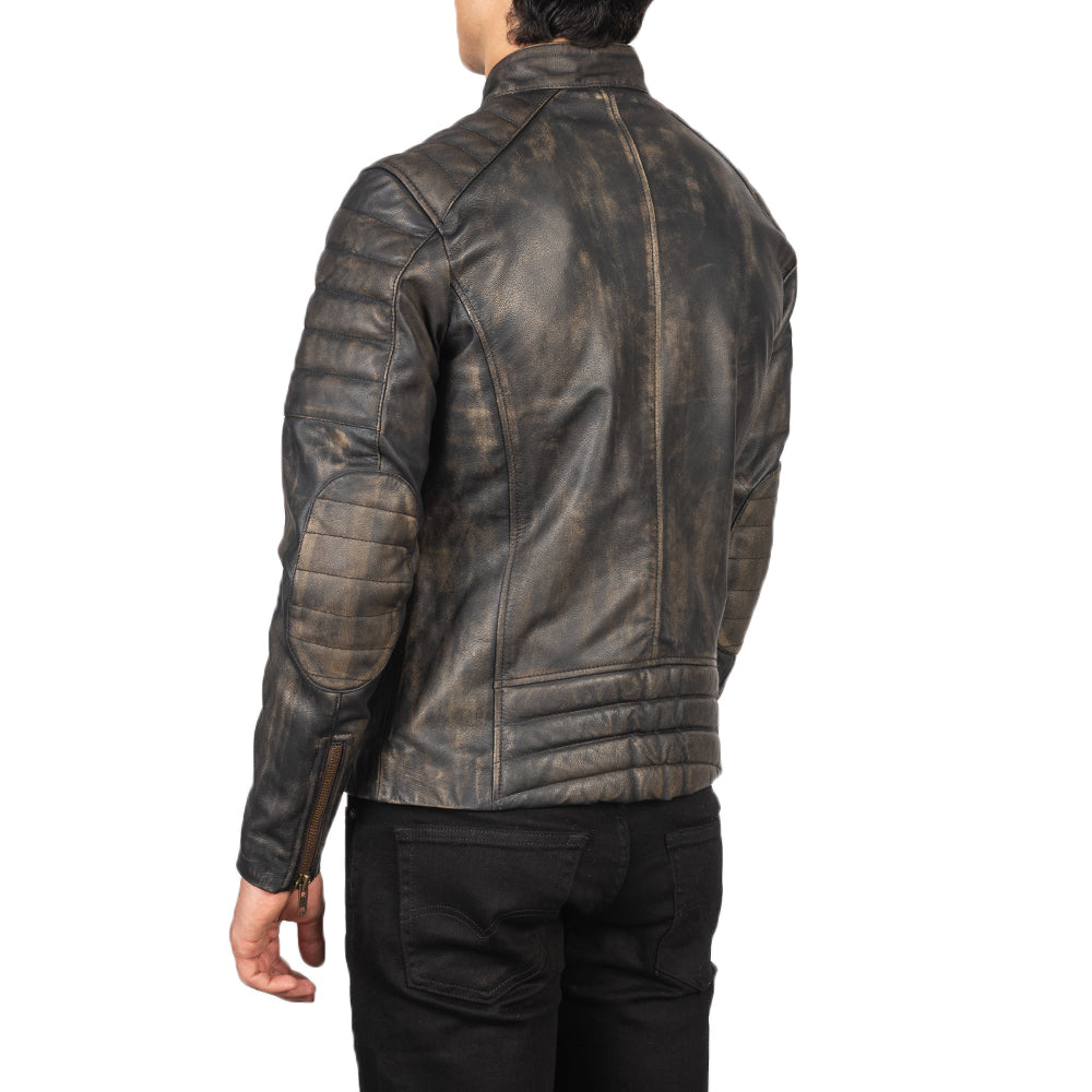 Faisor Distressed Brown Leather Biker Jackets - Image 6