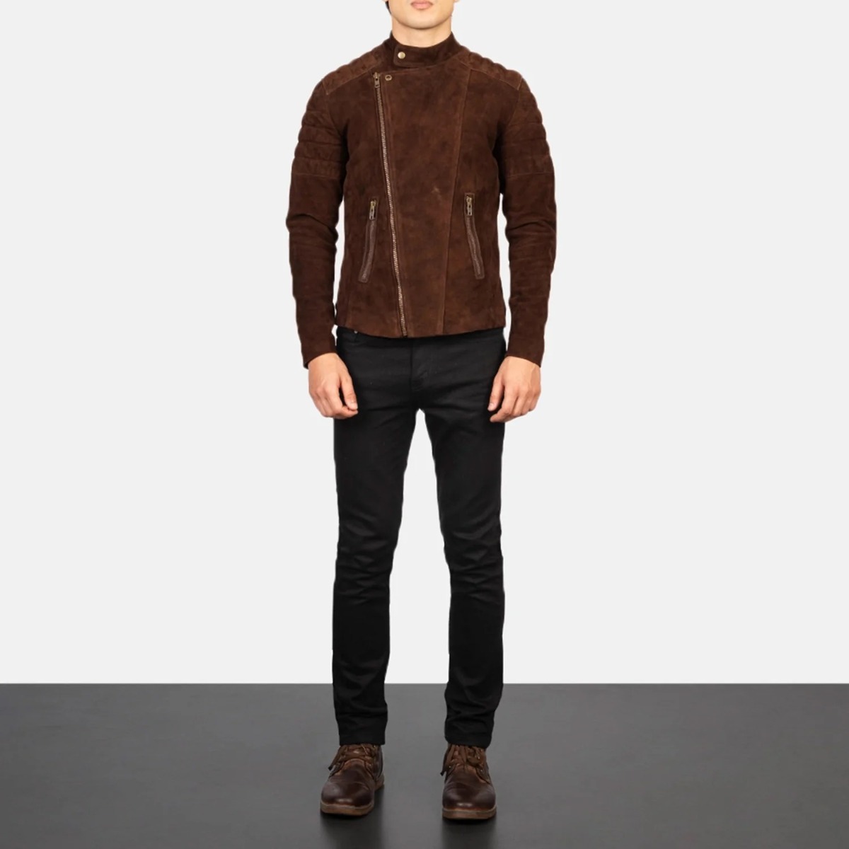 Faisor Mocha Suede Biker Jackets - Image 2