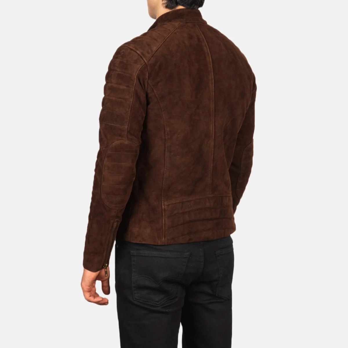 Faisor Mocha Suede Biker Jackets - Image 6
