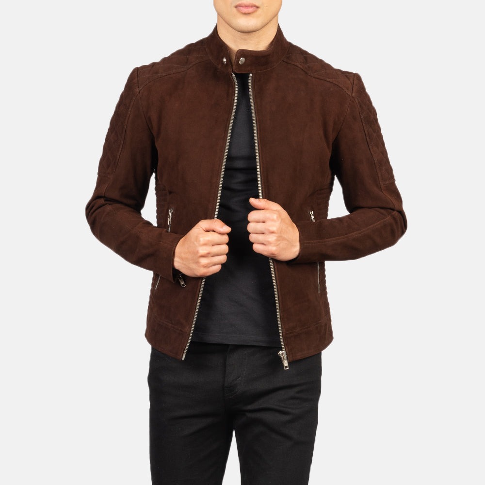 Fernando Quilted Mocha Suede Biker Jackets