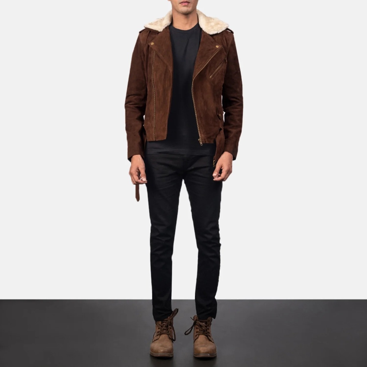Furton Mocha Suede Biker Jackets - Image 2
