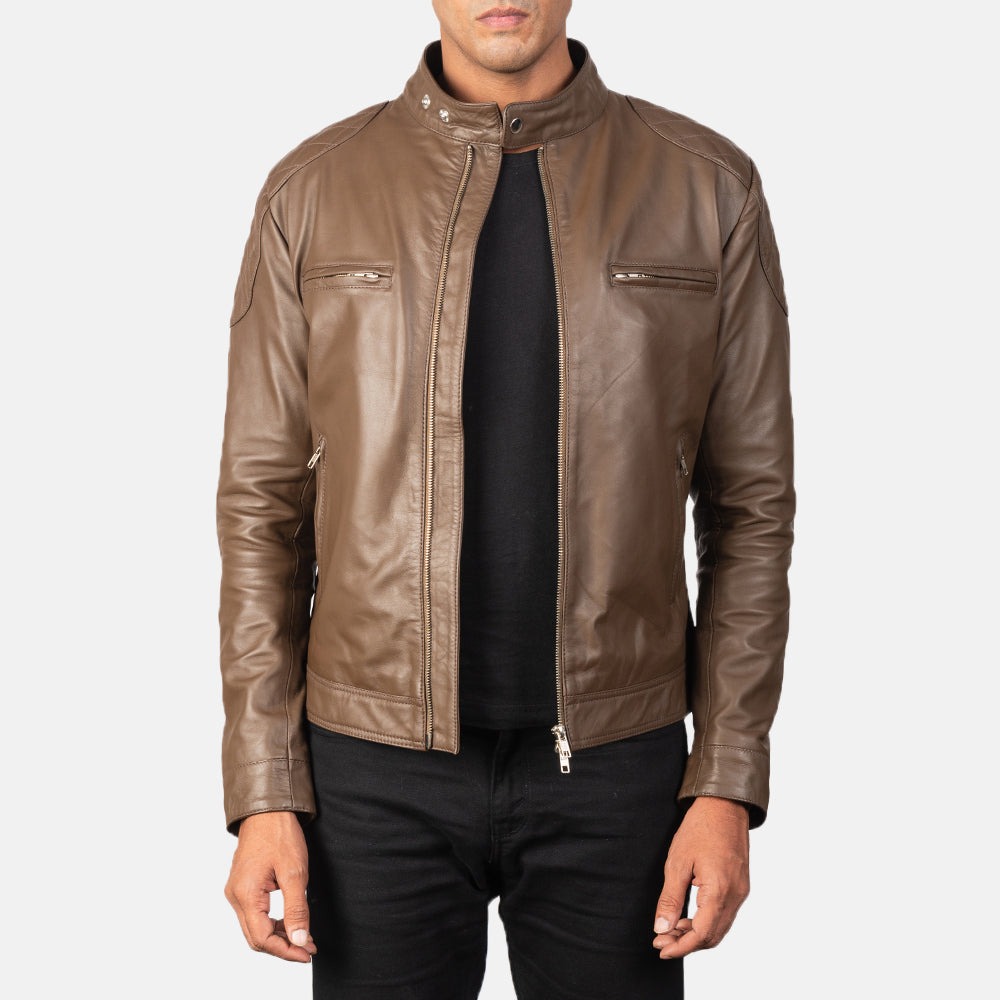 Gatsby Mocha Brown Leather Biker Jackets