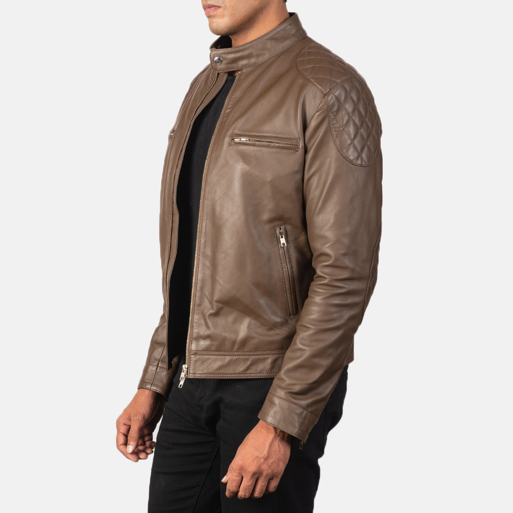 Gatsby Mocha Brown Leather Biker Jackets - Image 3
