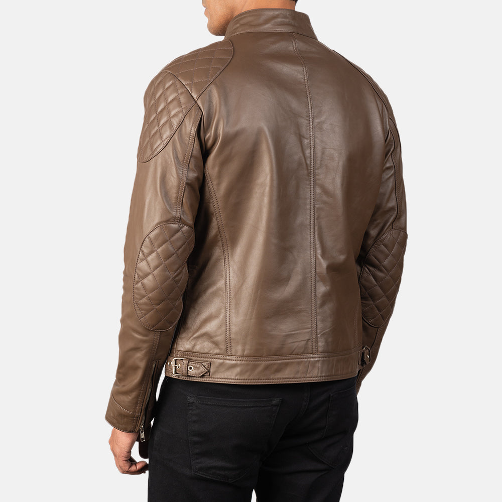 Gatsby Mocha Brown Leather Biker Jackets - Image 5