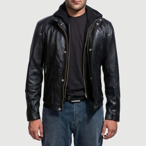 Highschool Black Hooded Leather Jackets