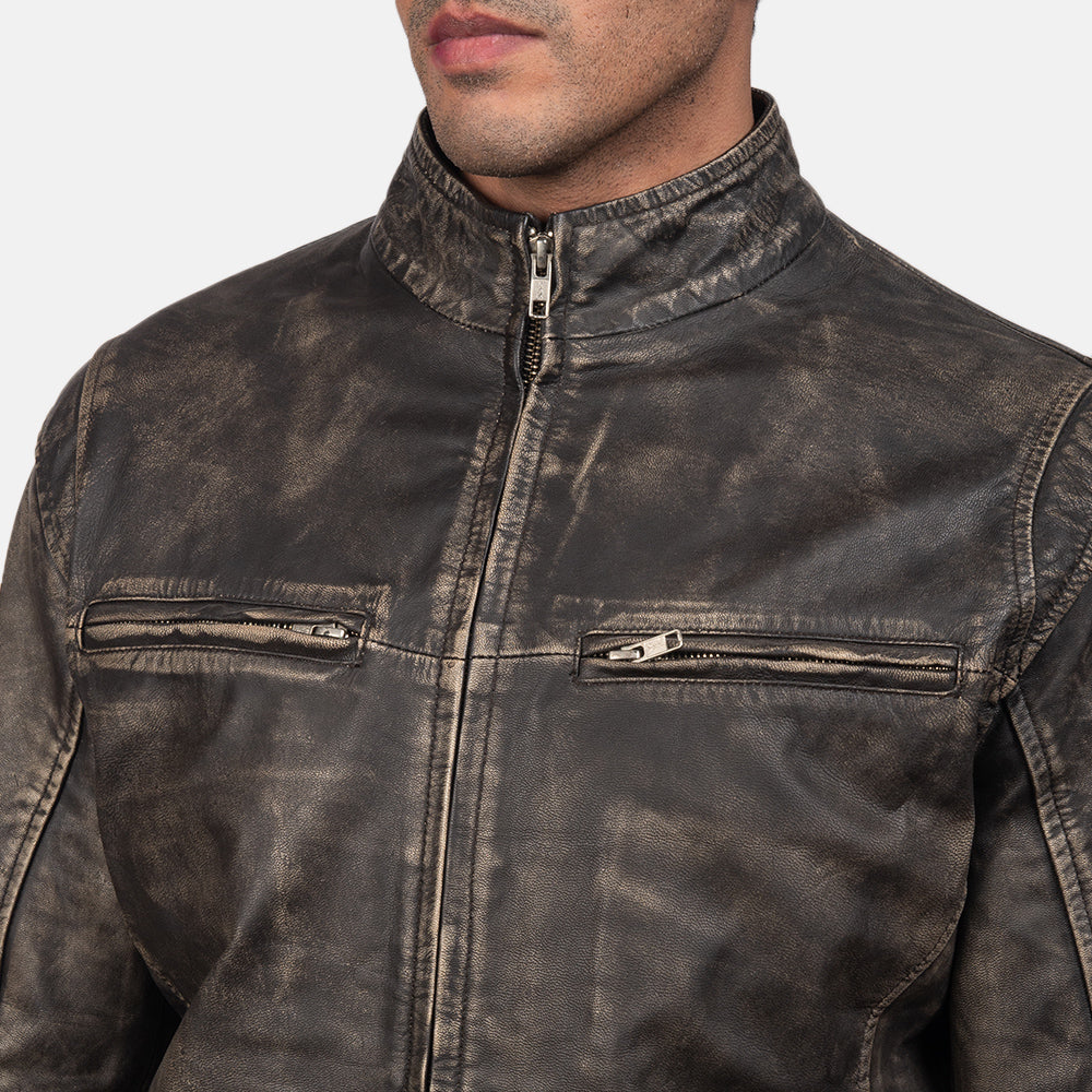 Ionic Distressed Brown Leather Jackets - Image 7