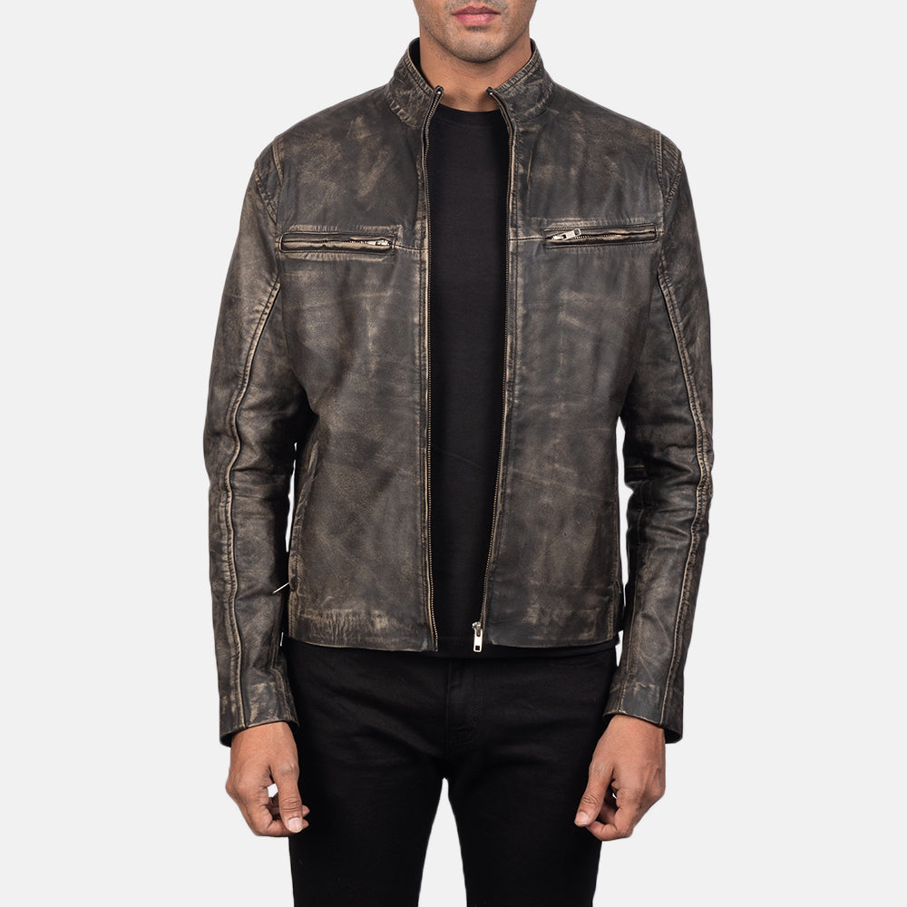 Ionic Distressed Brown Leather Jackets