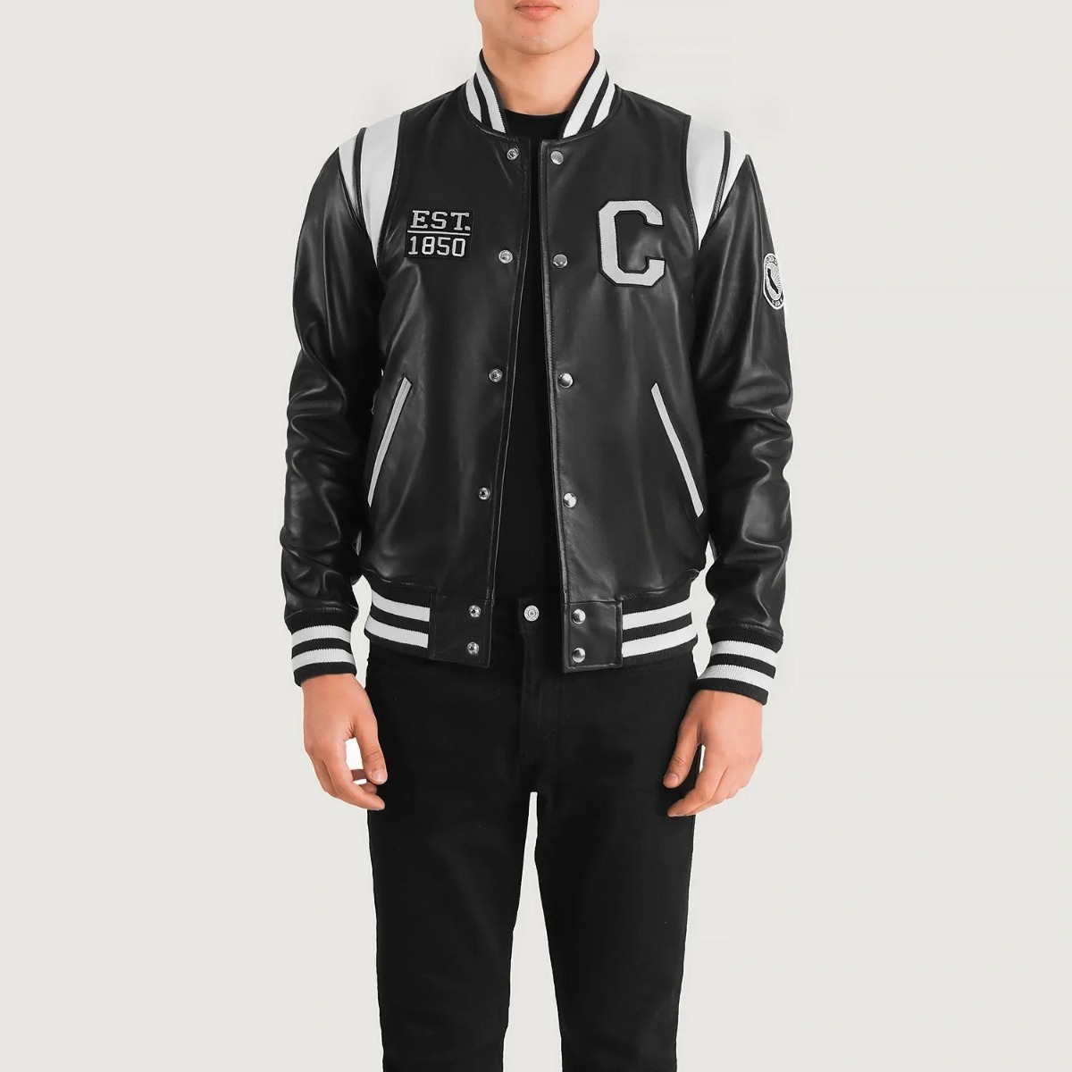 Liberte California Black Leather Varsity Jackets