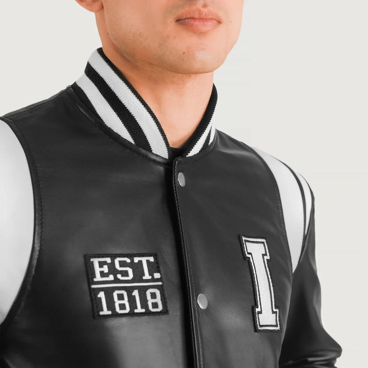 Liberte Illinois Black Leather Varsity Jackets - Image 3