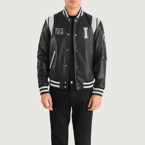 Liberte Illinois Black Leather Varsity Jackets