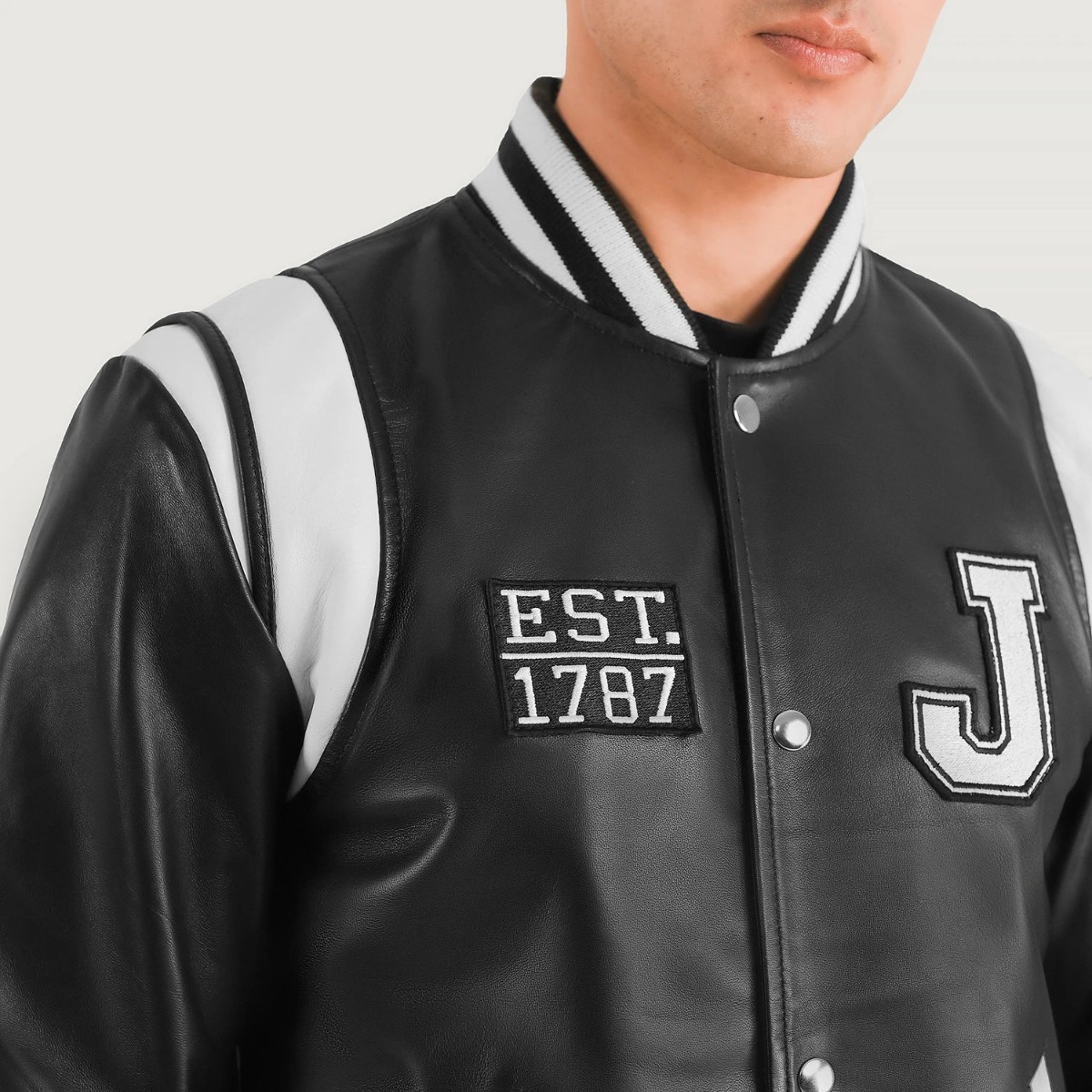 Liberte New Jersey Black Leather Varsity Jackets - Image 4