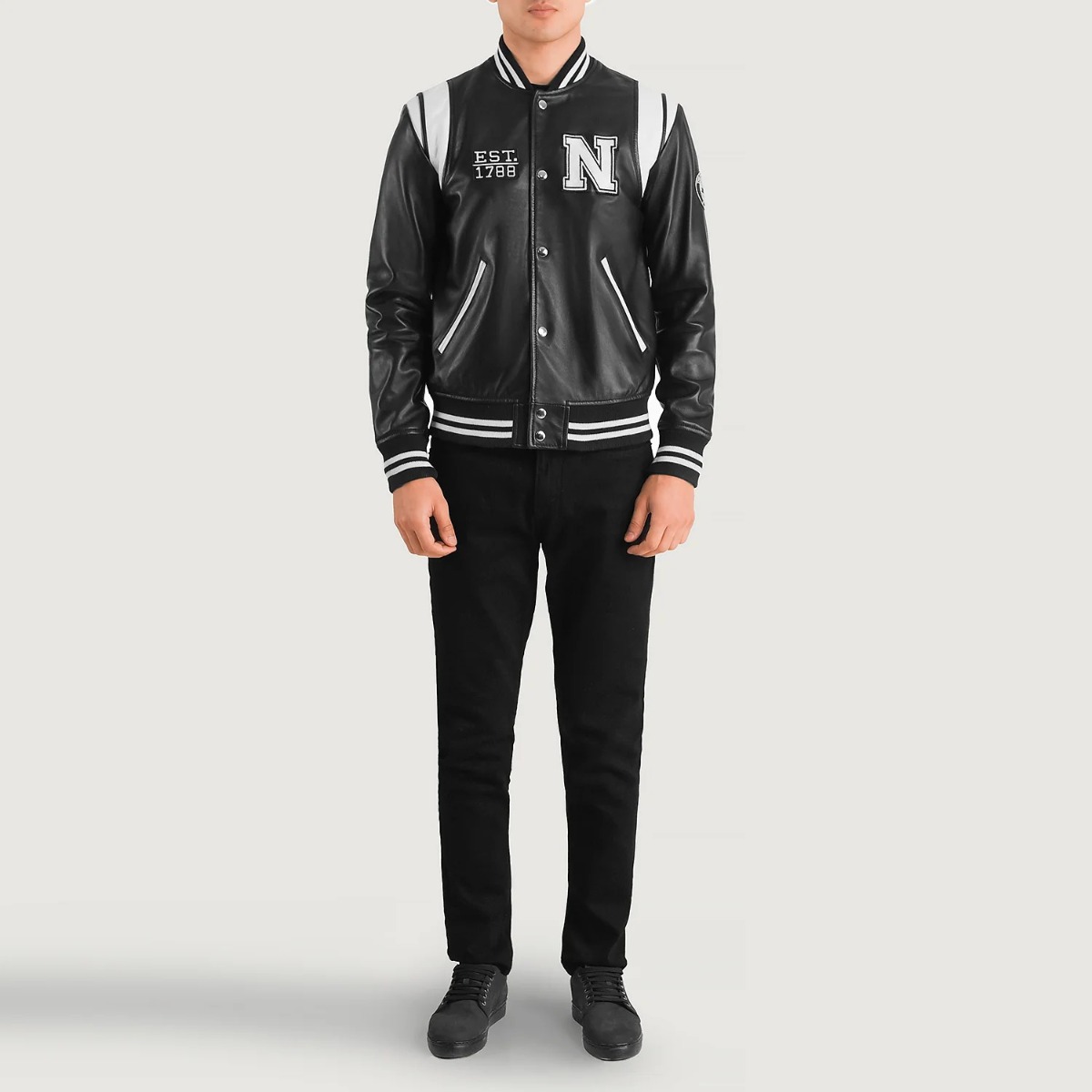 Liberte New York Black Leather Varsity Jackets - Image 2