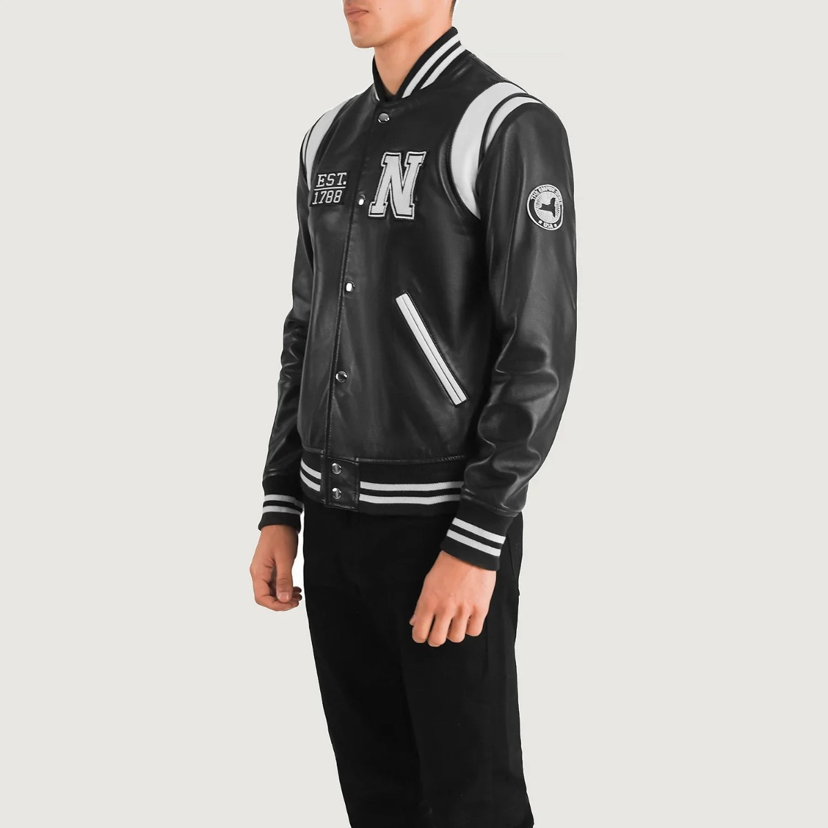 Liberte New York Black Leather Varsity Jackets - Image 3