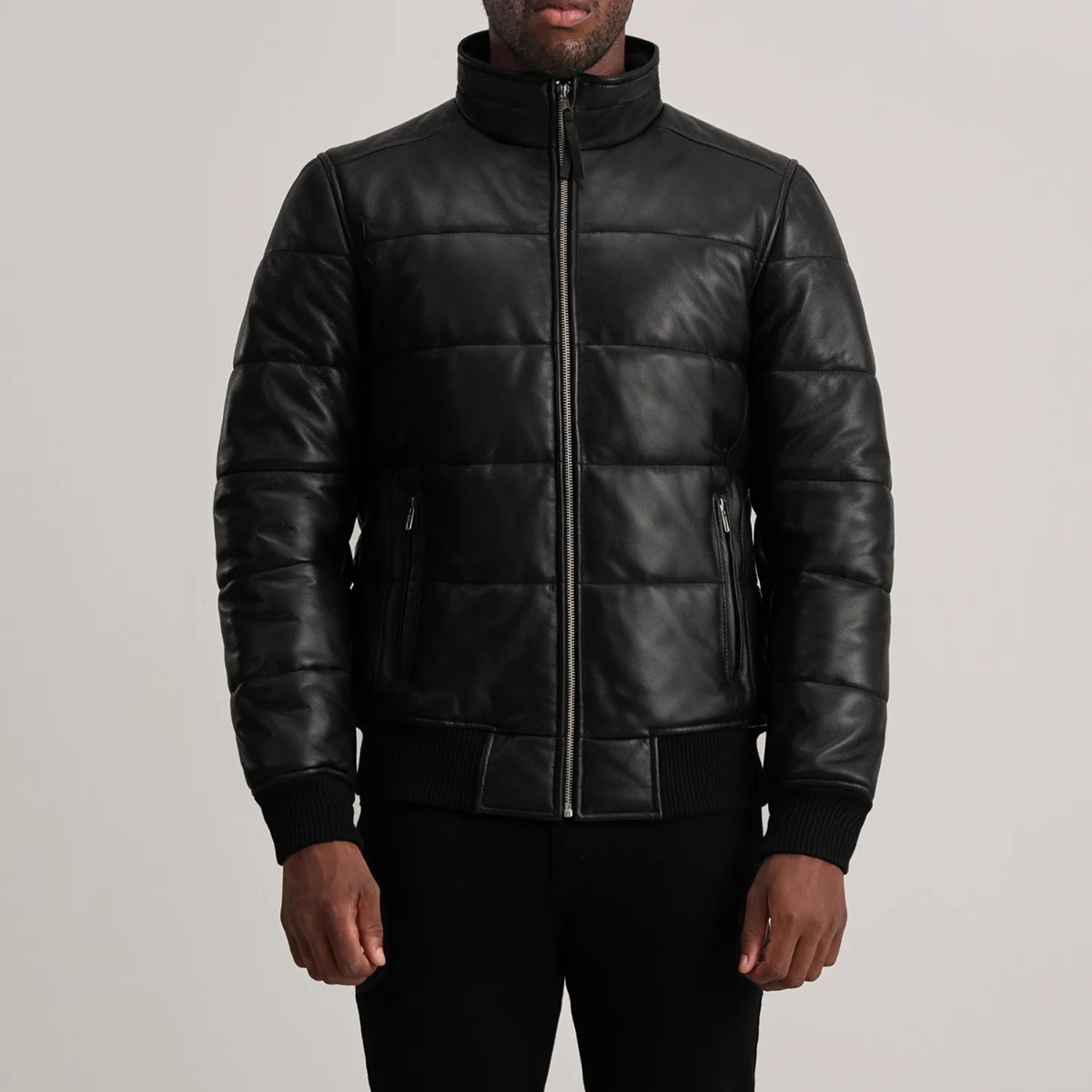 Lucas Leather Puffer Bomber Jacket - Image 4