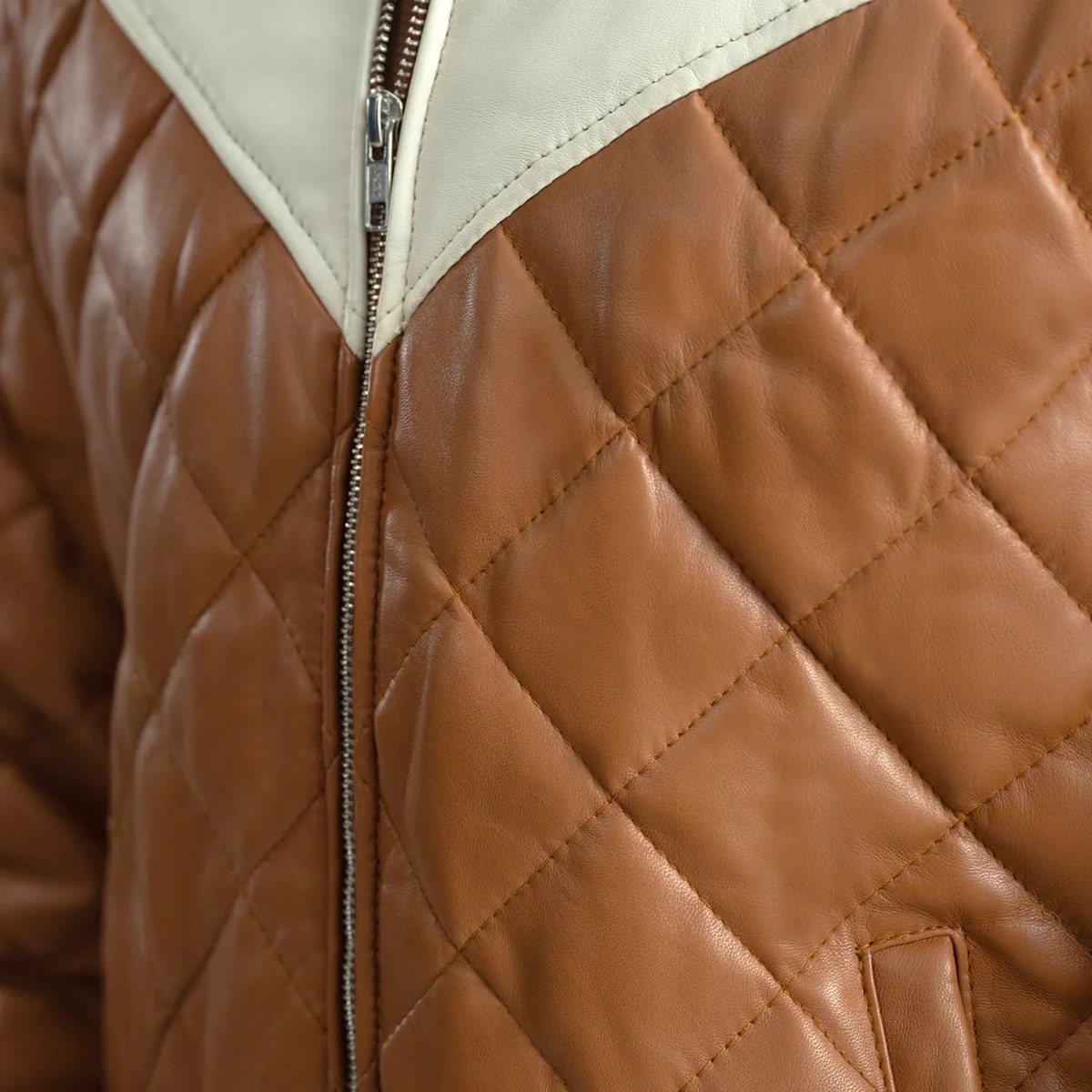 Norman Brown Hooded Bomber Leather Puffer Jacket - Image 6