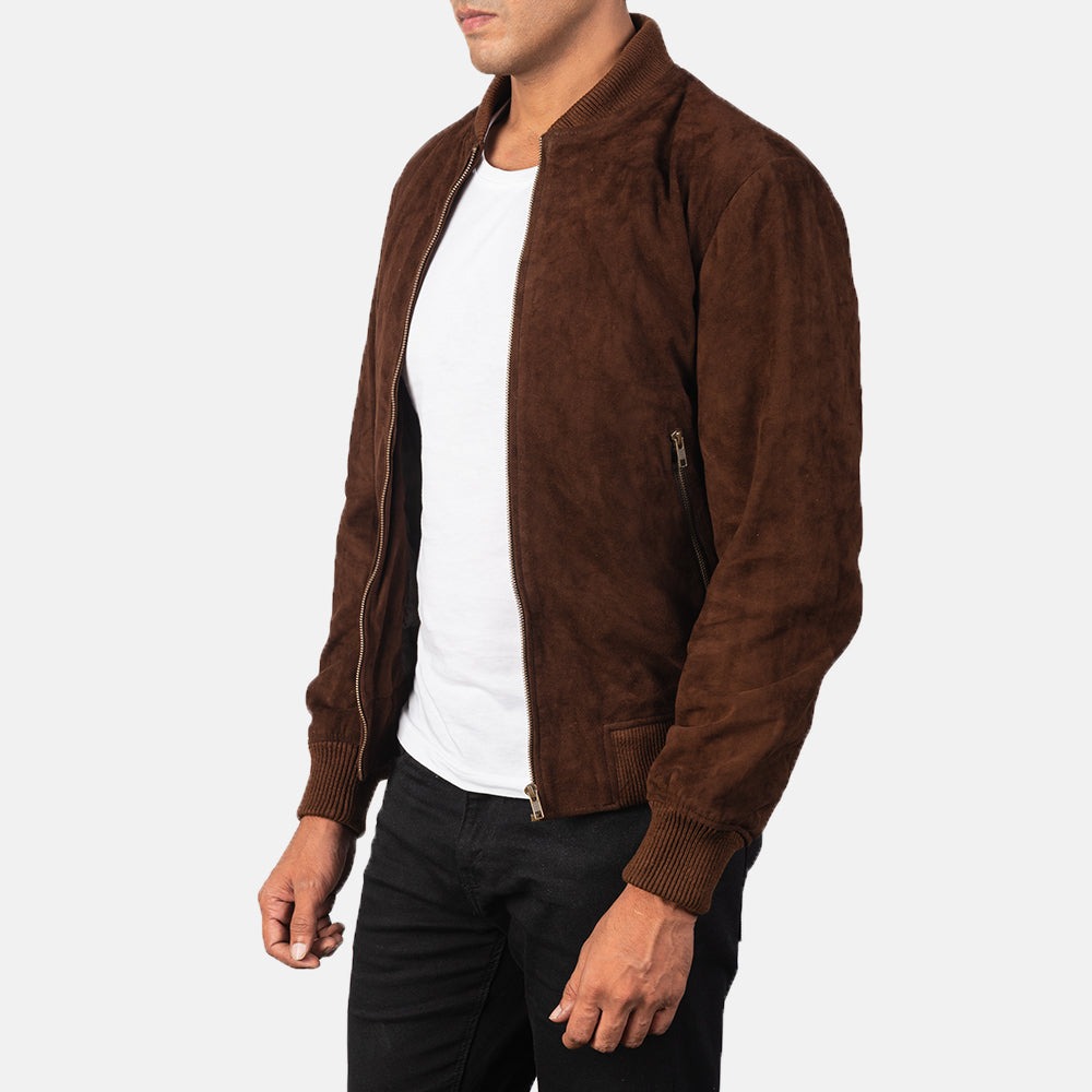 Shane Mocha Suede Bomber Jackets - Image 3