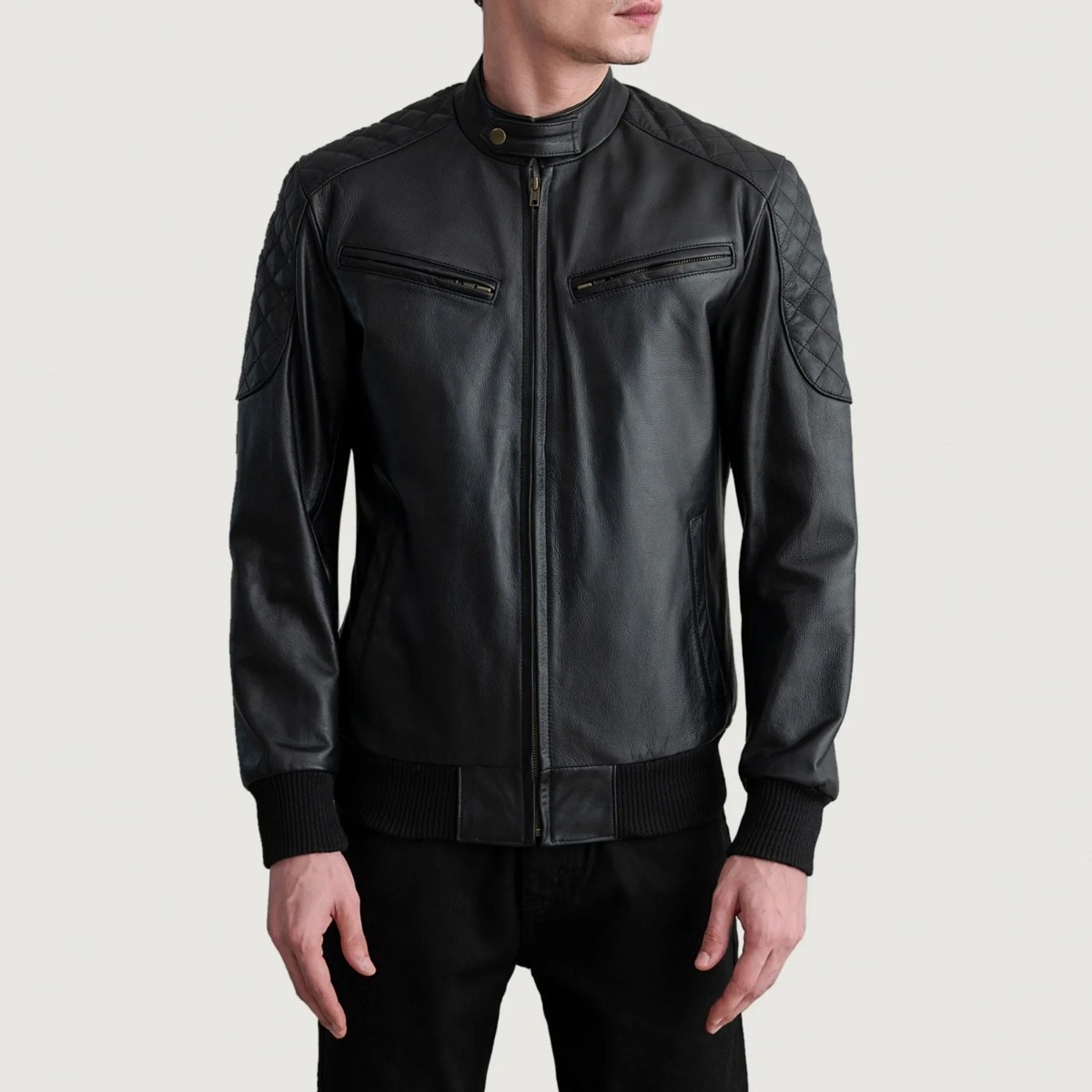 Sven Black Leather Bomber Jackets