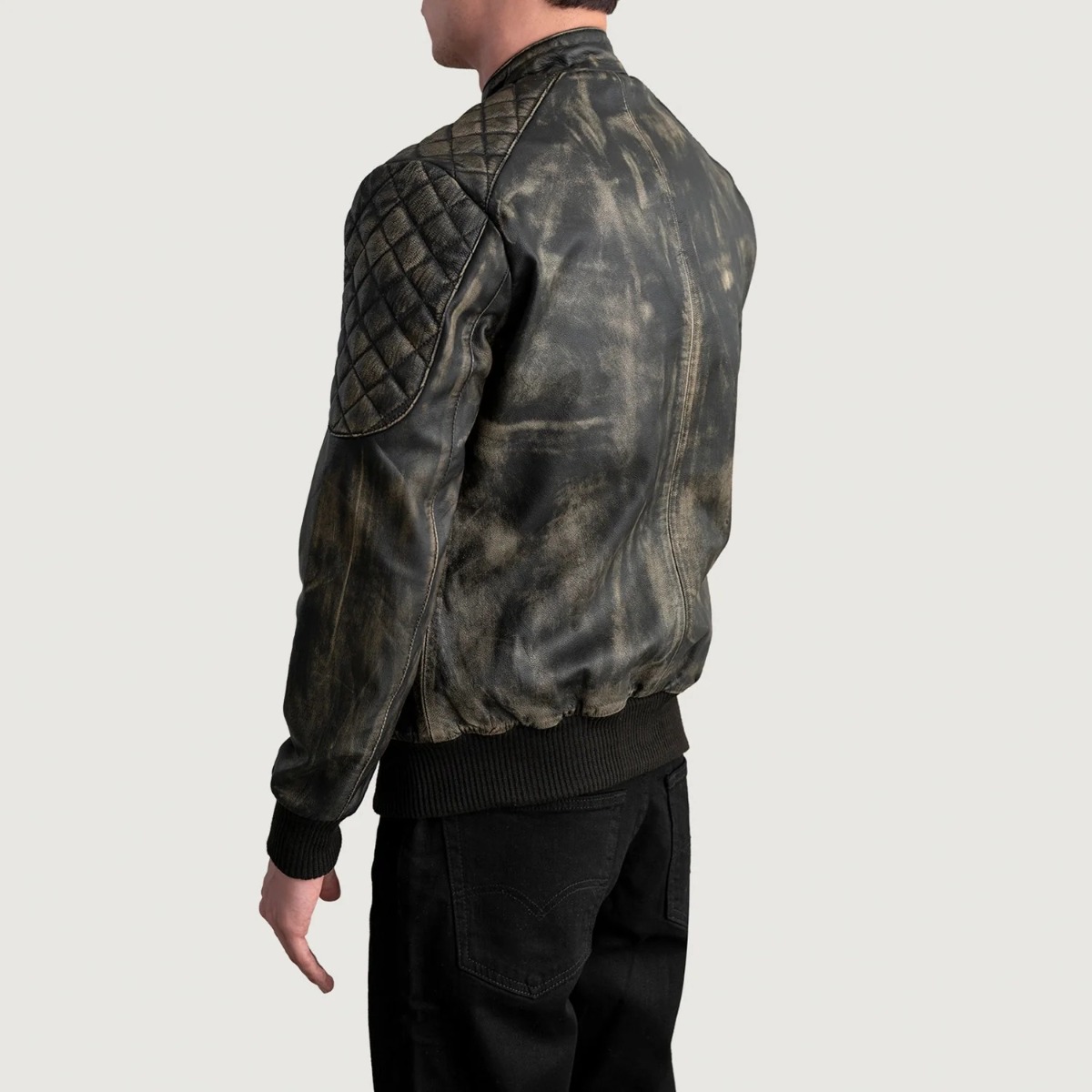 Sven Distressed Brown Leather Bomber Jackets - Image 5