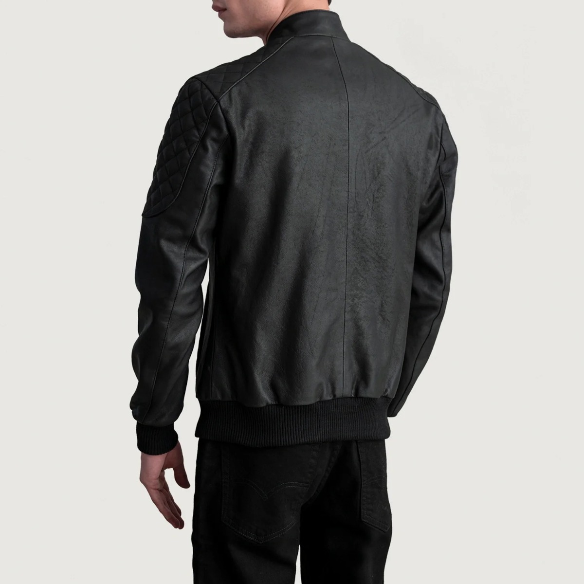 Sven Tumbled Black Leather Bomber Jackets - Image 7