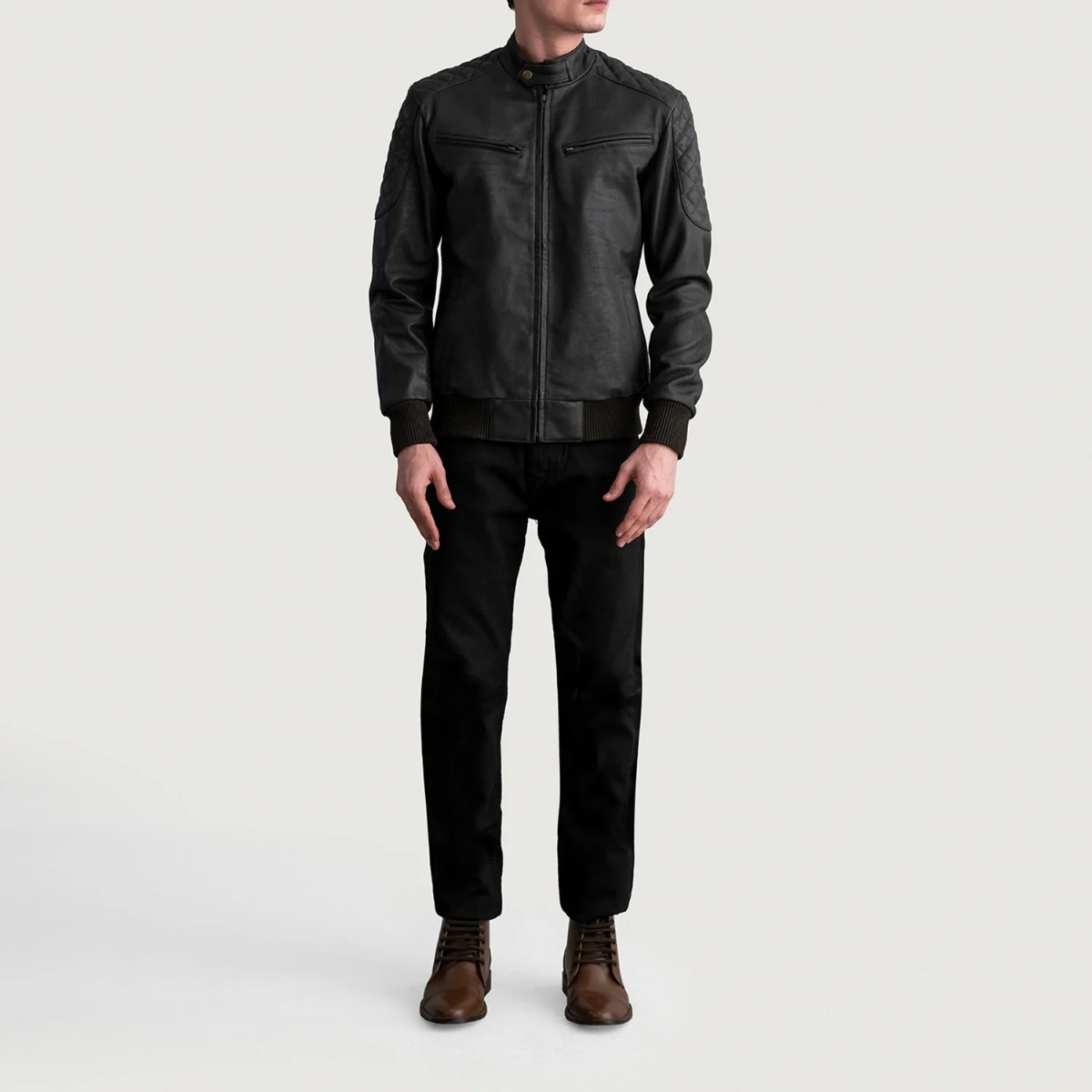 Sven Tumbled Brown Leather Bomber Jackets - Image 2