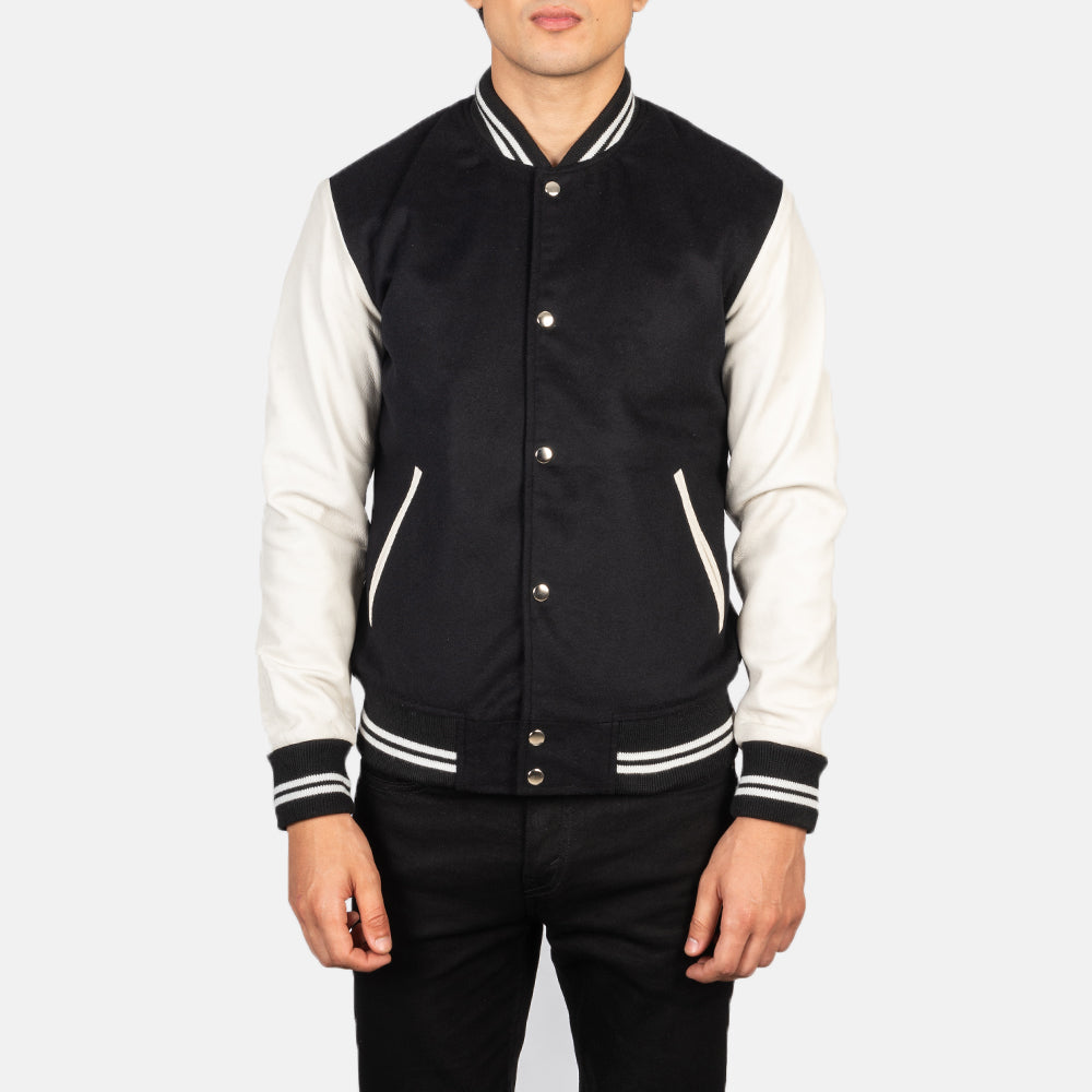 Vaxton Black & White  Hybrid Varsity Jackets - Image 5