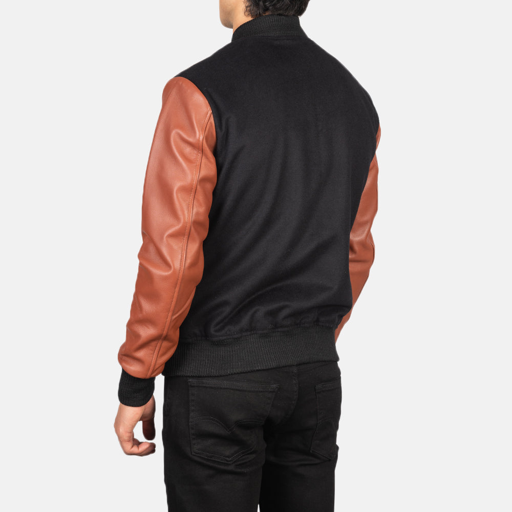 Vaxton Brown & Black Hybrid Varsity Jackets - Image 5