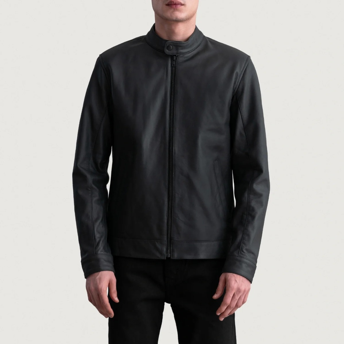 Zen Matte Black Leather Biker Jacket - Image 3