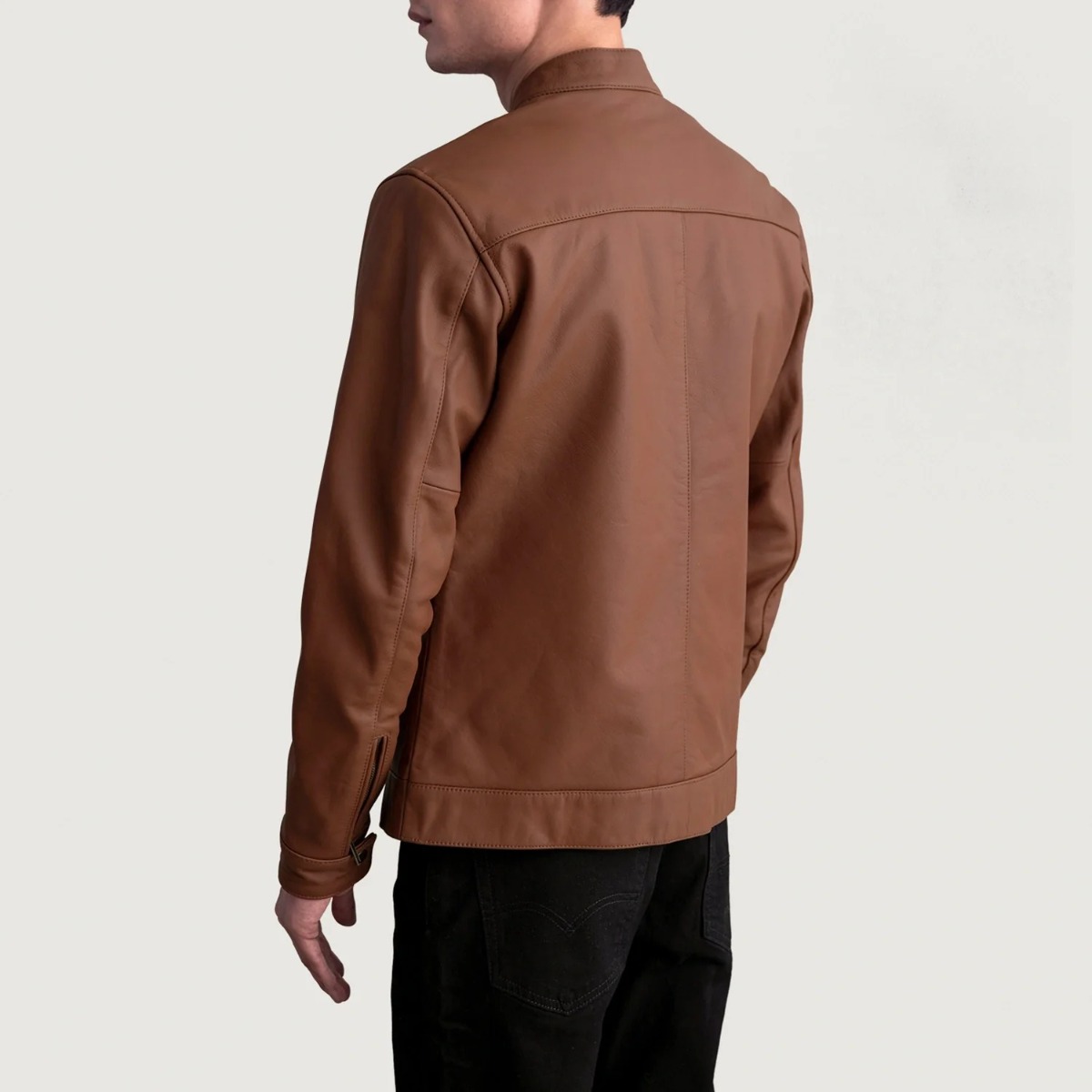 Zen Matte Brown Leather Biker Jacket - Image 5