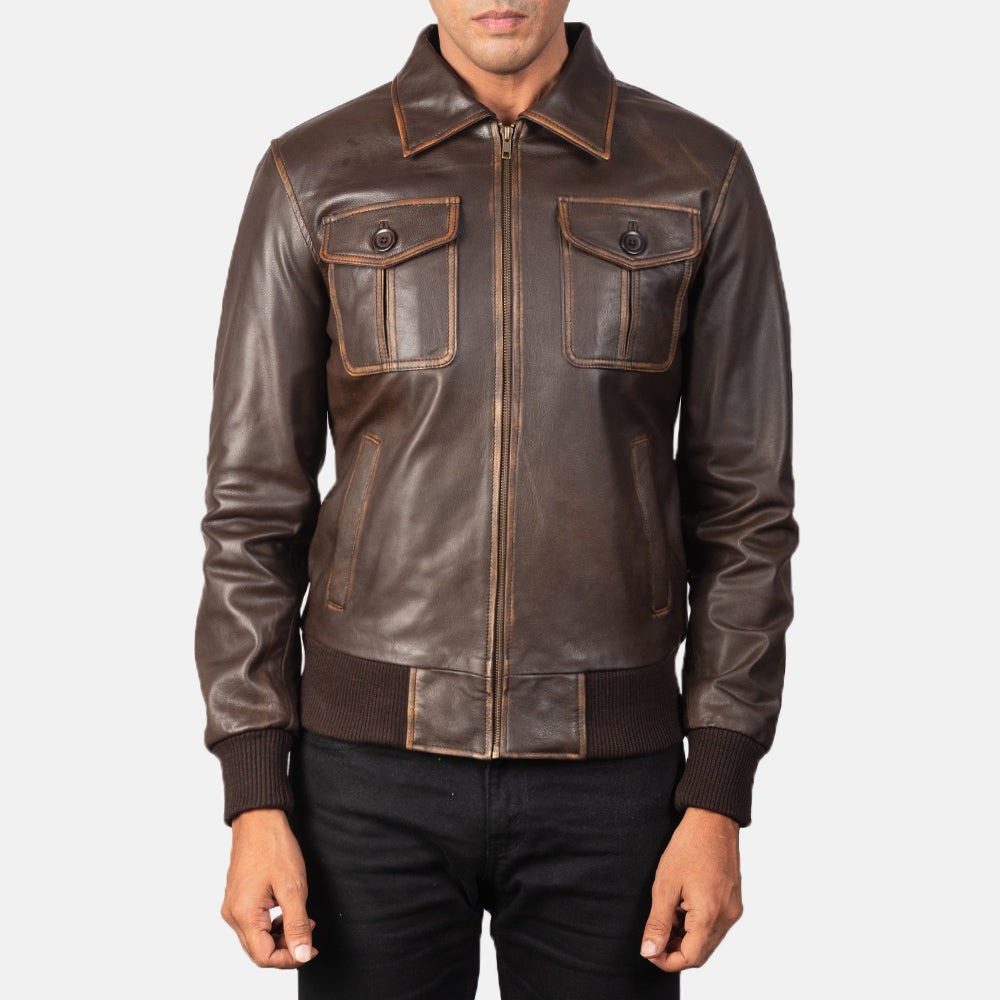 Aaron Leather Bomber Jacket - Image 3