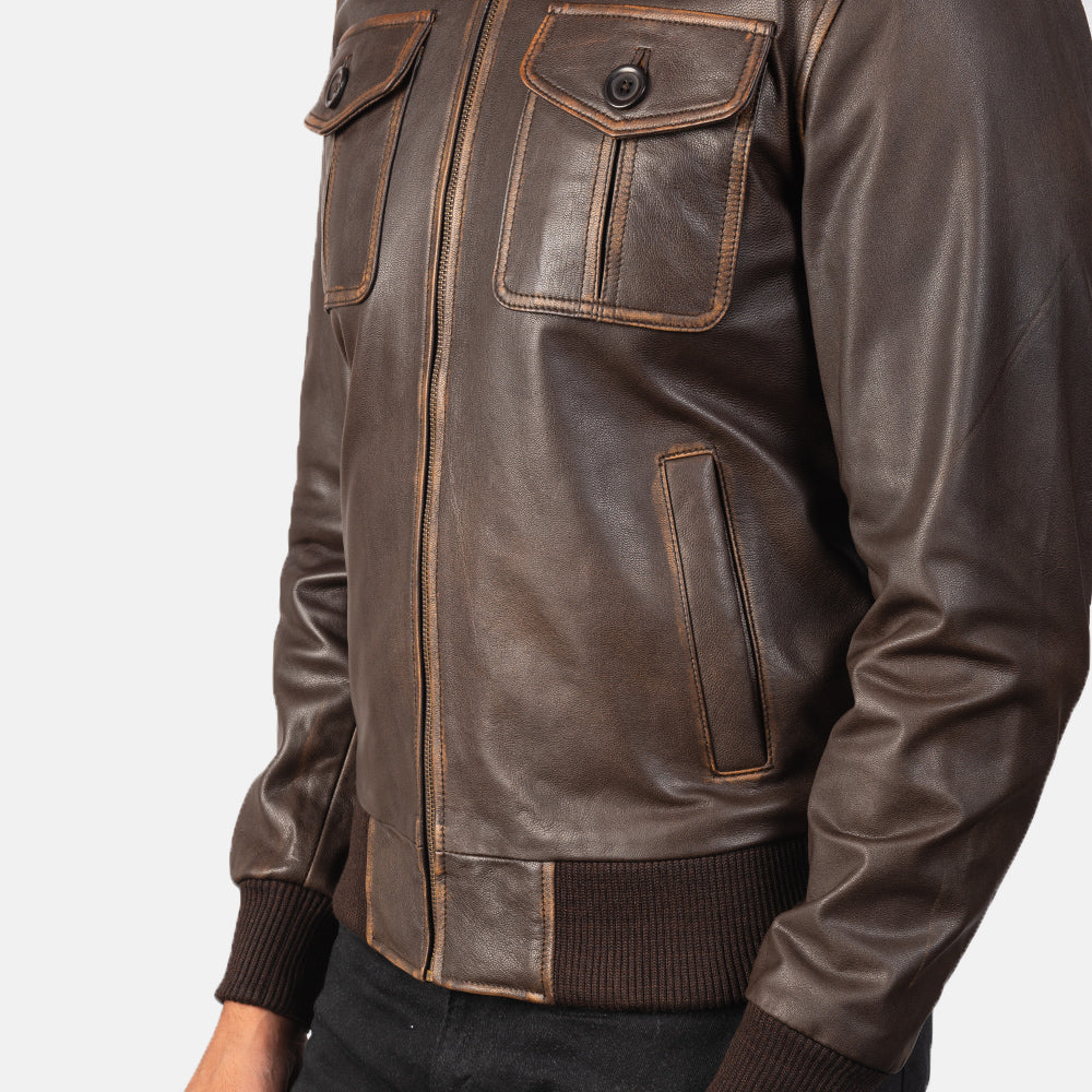 Aaron Leather Bomber Jacket - Image 6
