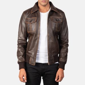 Aaron Leather Bomber Jacket