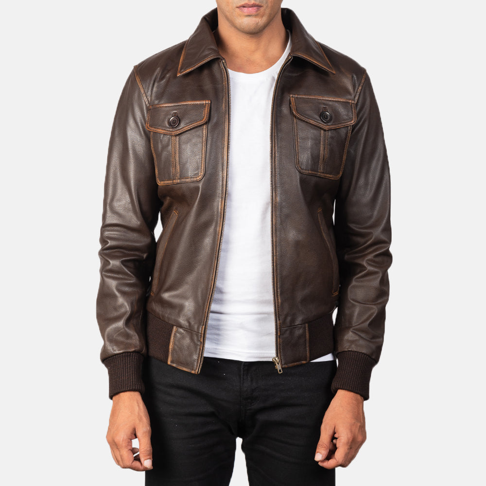 Aaron Leather Bomber Jacket