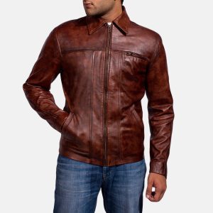 Abstract Maroon Leather Jackets