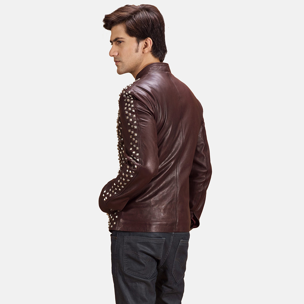 Blix Bono Maroon Leather Biker Jackets - Image 2