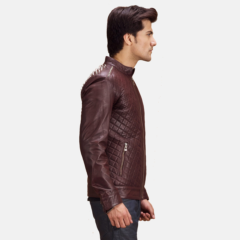 Rumano Jae Maroon Leather Biker Jackets - Image 4