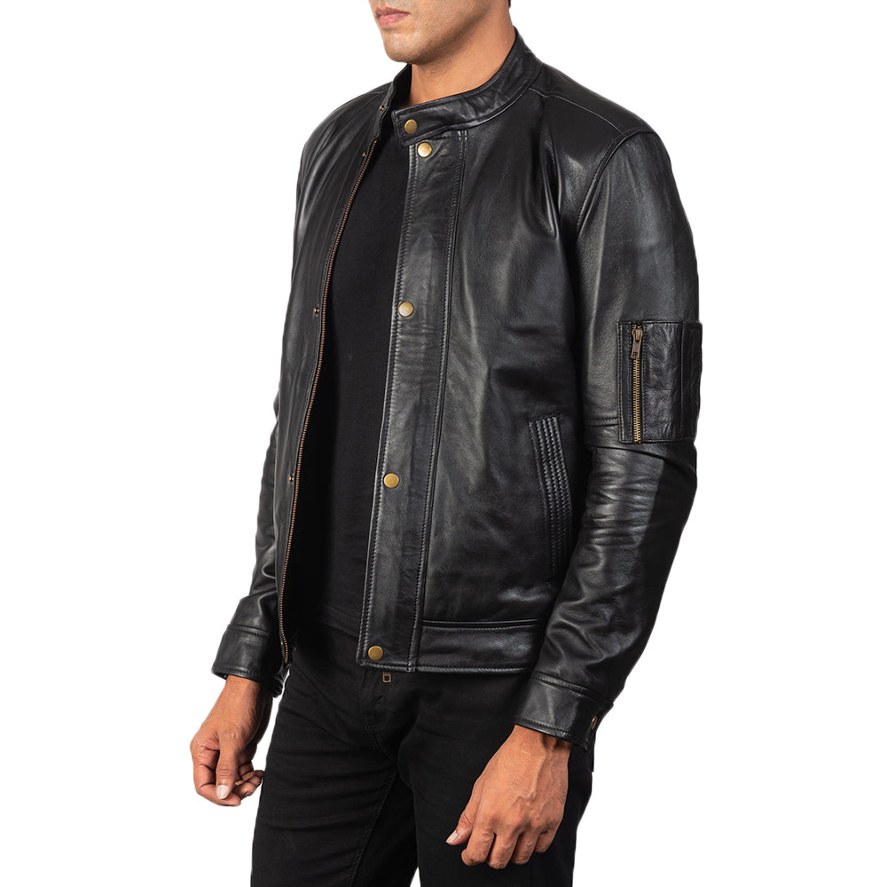 Tea House Black Leather Biker Jackets - Image 4