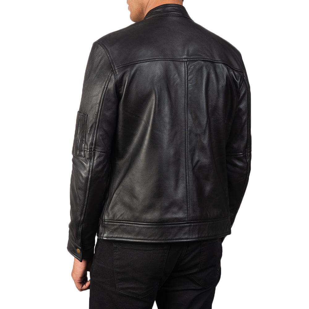 Tea House Black Leather Biker Jackets - Image 5