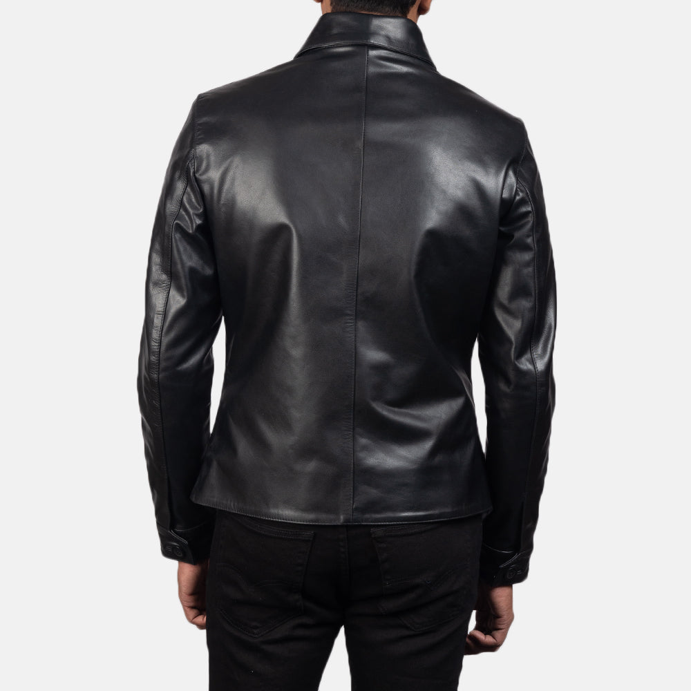 Mod Black Leather Peacoats - Image 3