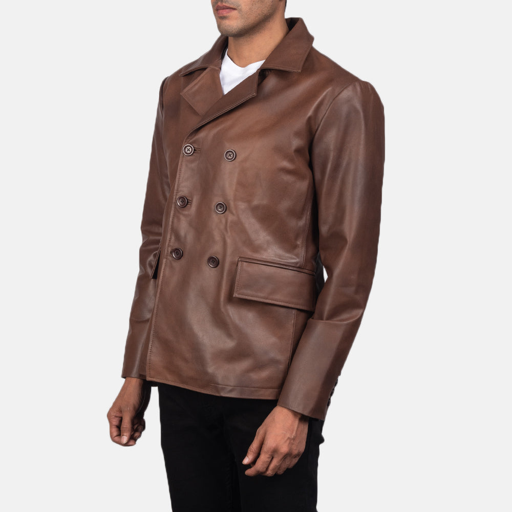 Mr. Bailey Brown Leather Naval Peacoats - Image 5