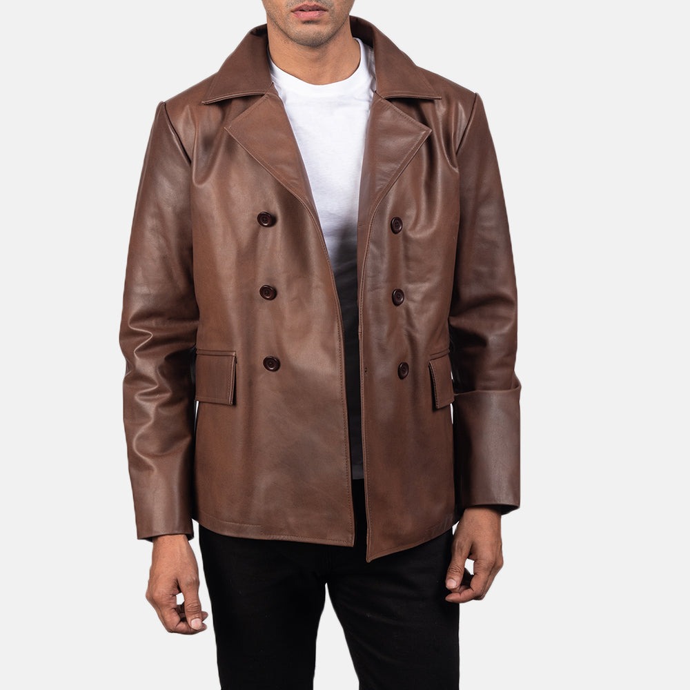 Mr. Bailey Brown Leather Naval Peacoats - Image 2