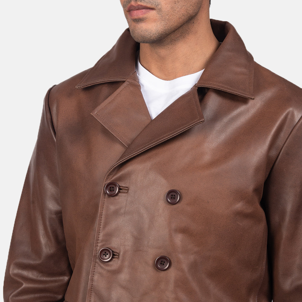 Mr. Bailey Brown Leather Naval Peacoats - Image 6