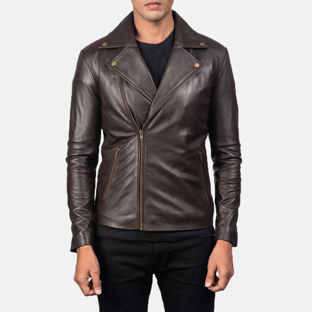Noah Brown Leather Biker Jacket - Image 3