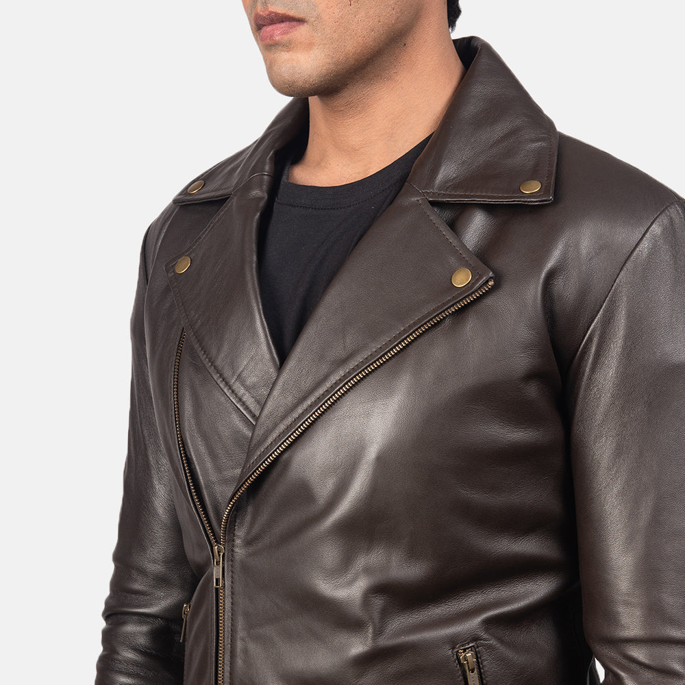 Noah Brown Leather Biker Jacket - Image 6