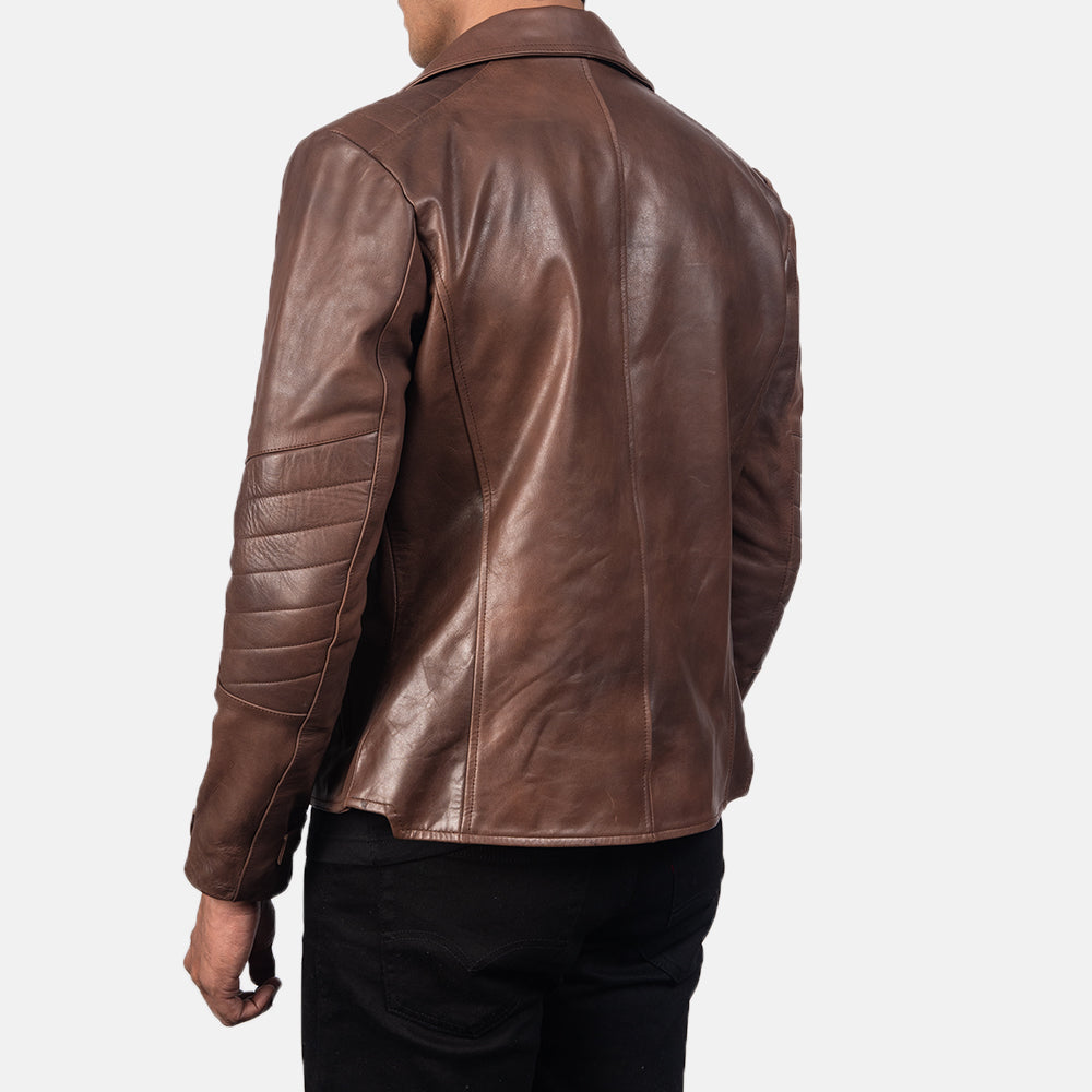 Raiden Brown Leather Biker Jacket - Image 3