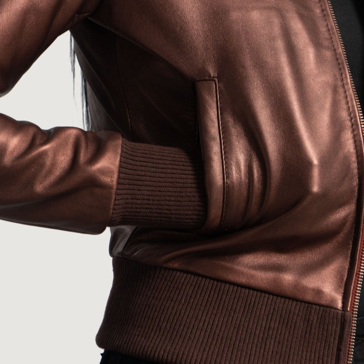 Reida Maroon Leather Bomber Jackets - Image 6