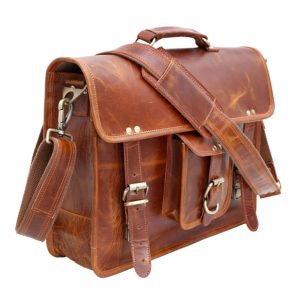 VINTAGE BUFF LEATHER MESSENGER LAPTOP BAG