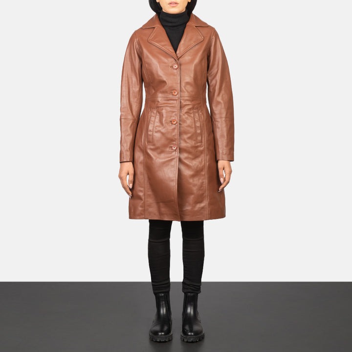 Alexis Brown Single Breasted Leather Coats - Image 5
