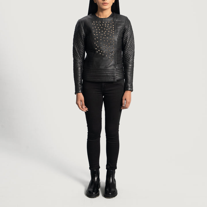 Celeste Studded Black Leather Jackets - Image 3